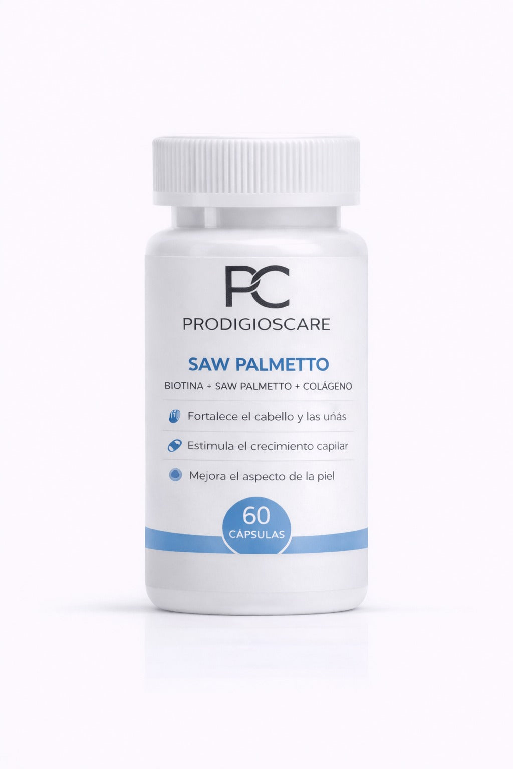 Biotina 5mg, colágeno 3mg y saw palmetto 3mg